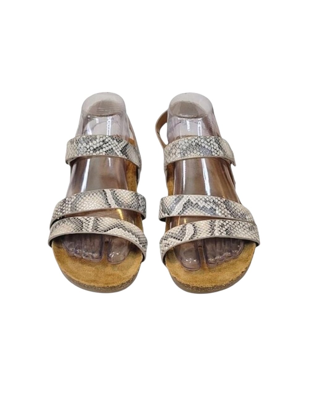 Comfortiva Gardena Baige Snake-Embossed Leather Sandal Size 7.5W